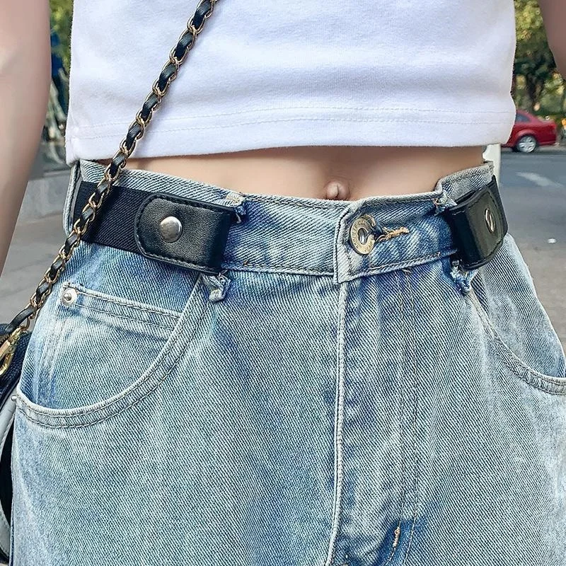 Buckle-Free Elastic Waist Belt for Jeans and Dresses - No Bulge, No Hassle