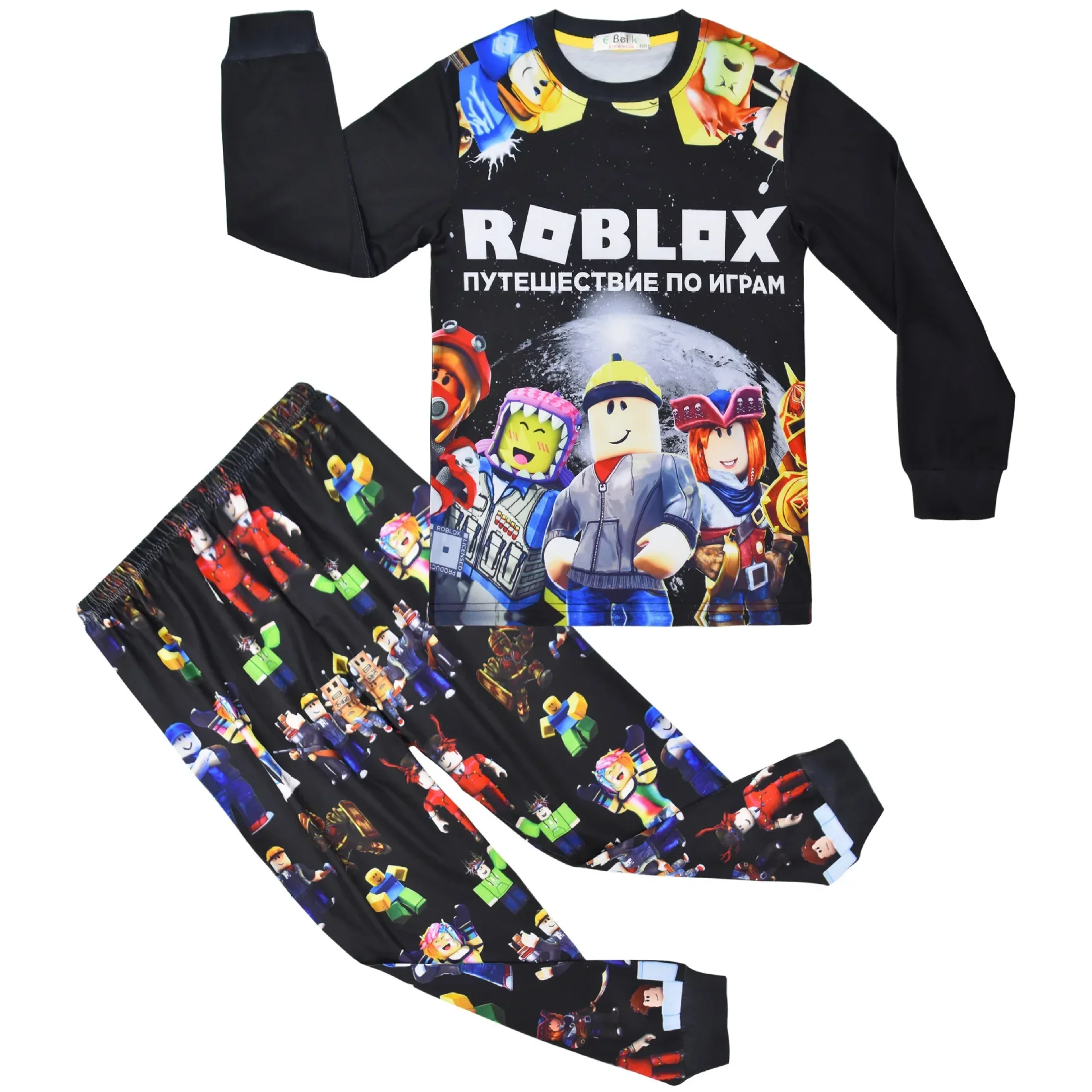 Game Roblox Clothing Middle and Big Kids Homewear Suit Long-sleeved Two-piece Pajamas Birthday Gift For Girls Kids Boys 2