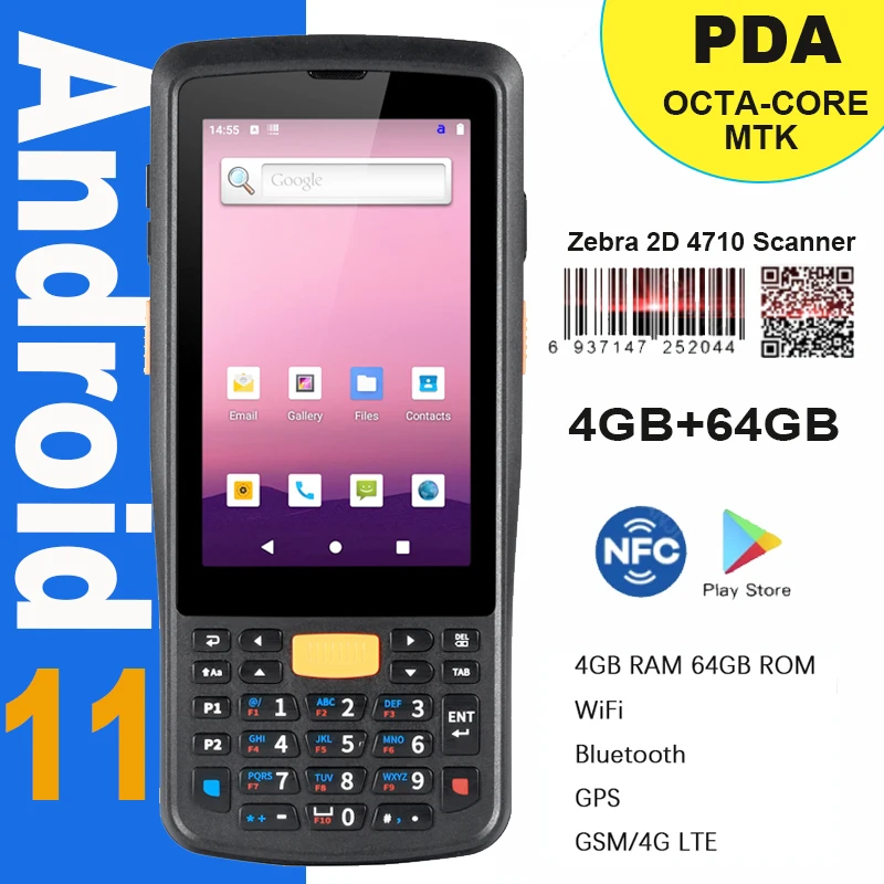 

RUGLINE PDA Android 11 Rugged POS Handheld Terminal with 1D 2D QR Barcode Scanner WiFi 4G Bluetooth GPS NFC PDA Bar codes Reader