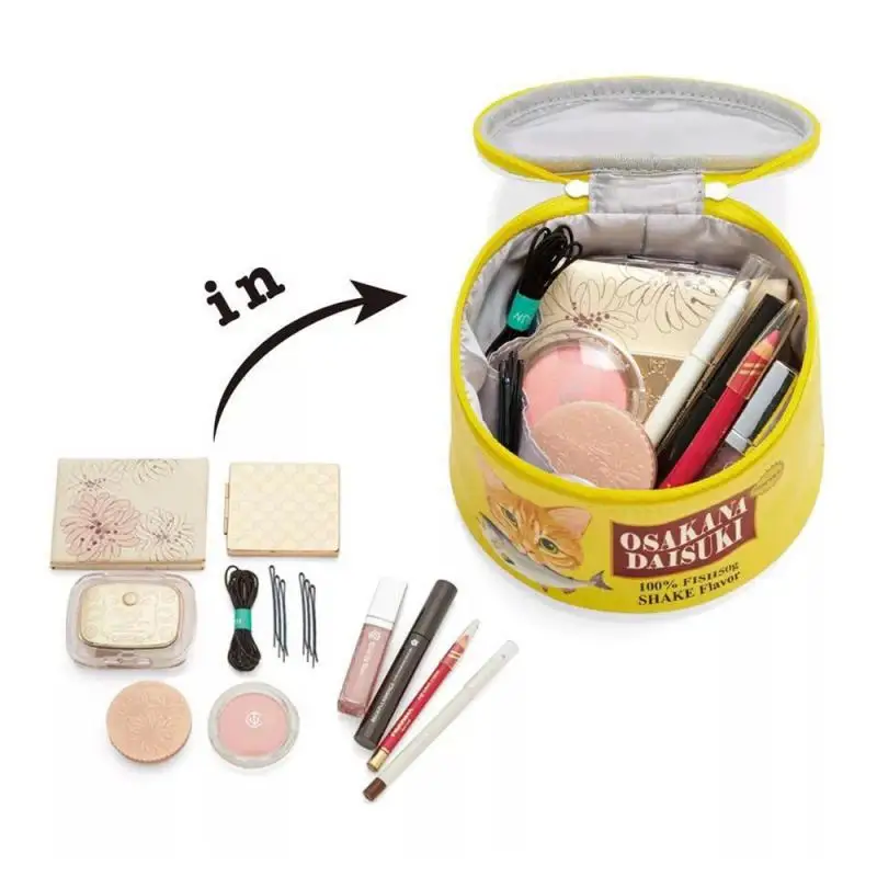 

Creative Styling Canned Shape Feel Comfortable Cylinder Storage Bag Cosmetic Storage Bag Canned Storage Bag Cute Pu Leather Blue