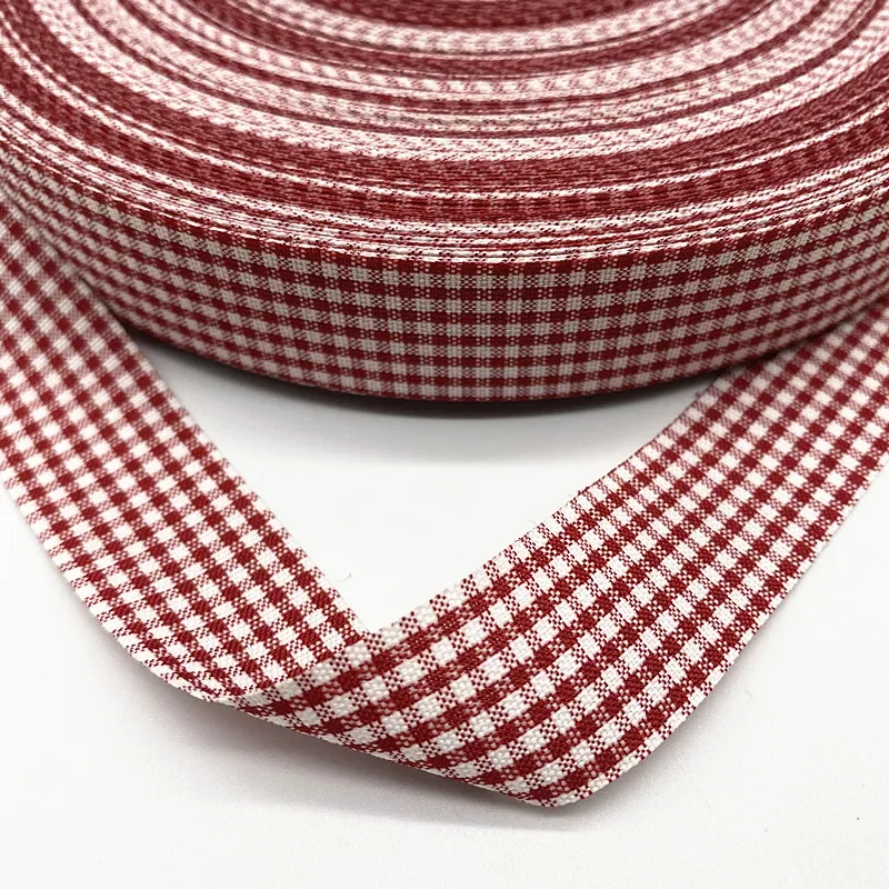25mm Plaid Cotton Ribbon Wedding Christmas Decoration DIY Sewing Fabric Handmade Bow Ribbon Flower Gift Packaging ribbon decoration ribbon supplies cotton ribbon christmas ribbon sewing ribbon wrapping ribbon