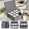 Kitchen Coffee Cup Storage Box Grey Foldable Fabric Teacup Mug Dust Proof Storage Basket with Lid Multifunctional Organizer 1