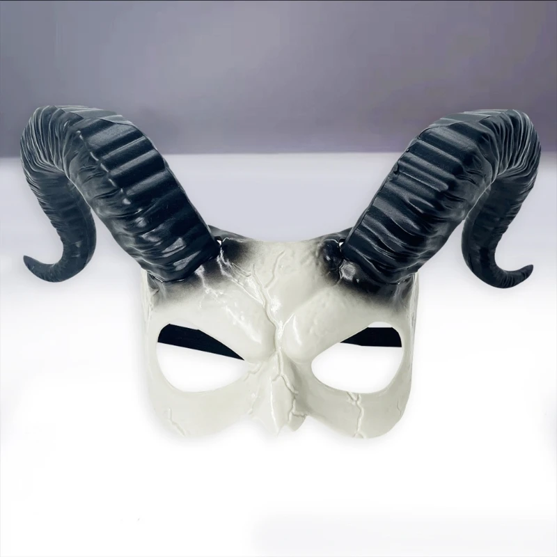 

Косплей Костюм Маска с рогом Хэллоуин Половина лица Маскарад Ram Horn Mask R7RF