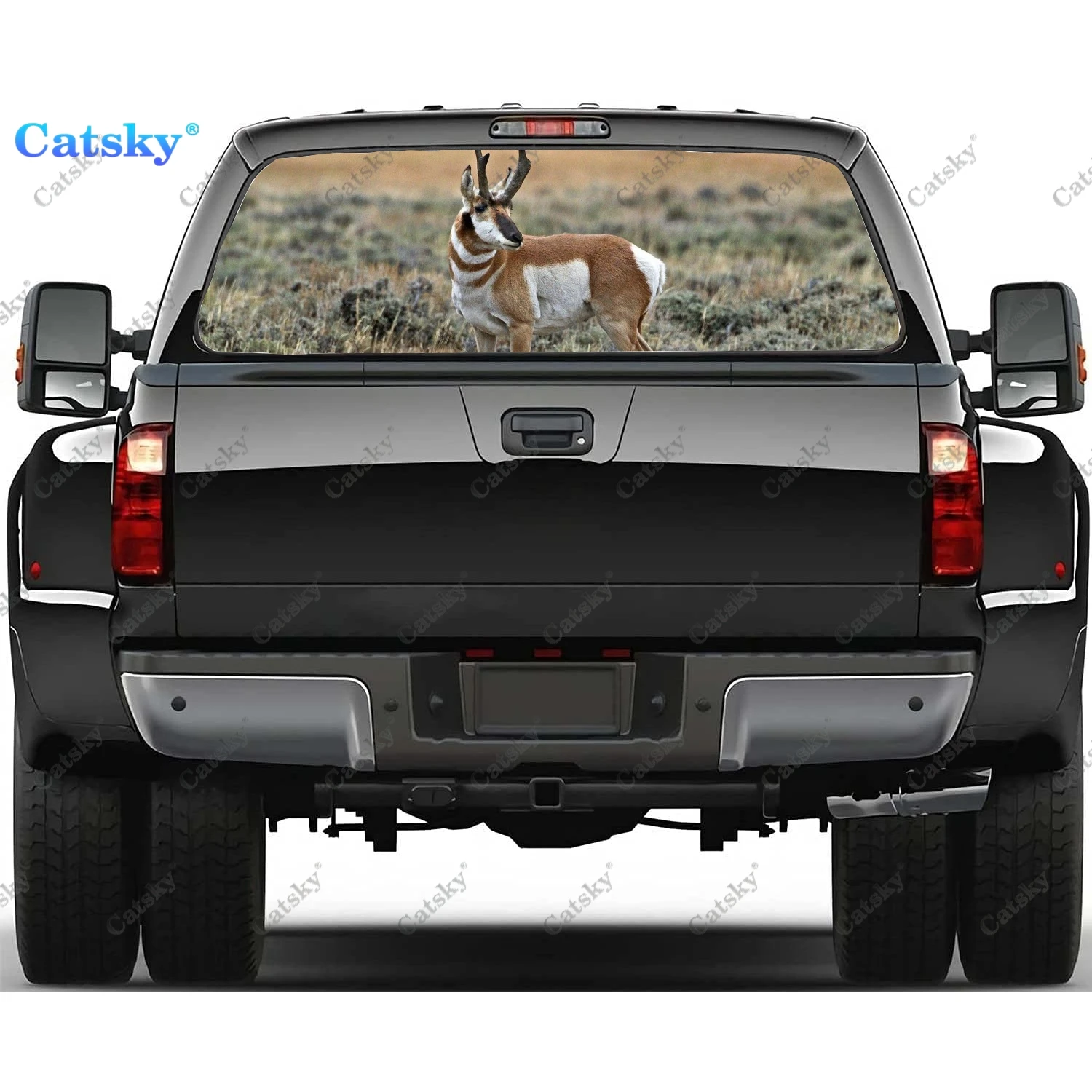 

Animal Antelope Print Car Body Rear Window Sticker Windshield Decal Steed Truck Rear Window Decal Tint Perforated Vinyl Graphic