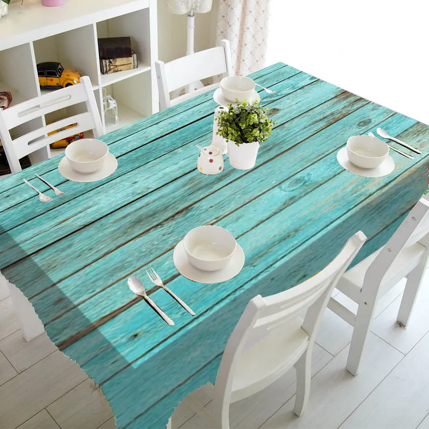 Rectangular Tablecloth Wooden Texture Printing Waterproof Anti-stain For Table Party Decoration Coffee Table Cover