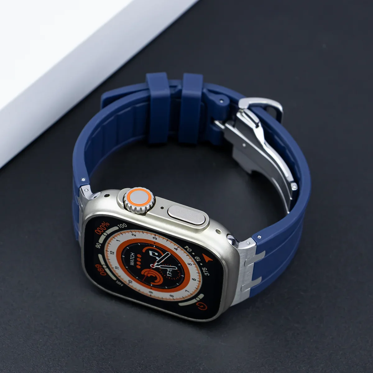 Premium Rubber Wristband with Metal Folding Clasp and Stainless Steel Buckle