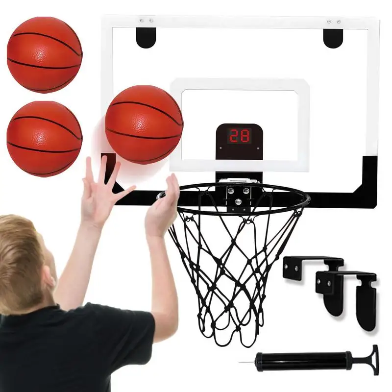 Electronic Basketball Hoop Wall Mounted Indoor Mini Basketball Hoop Set Multifunctional Toss