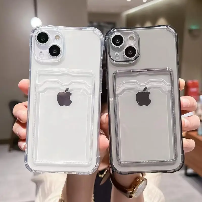 Sleek Transparent Card Holder Phone Case with Shockproof Protection