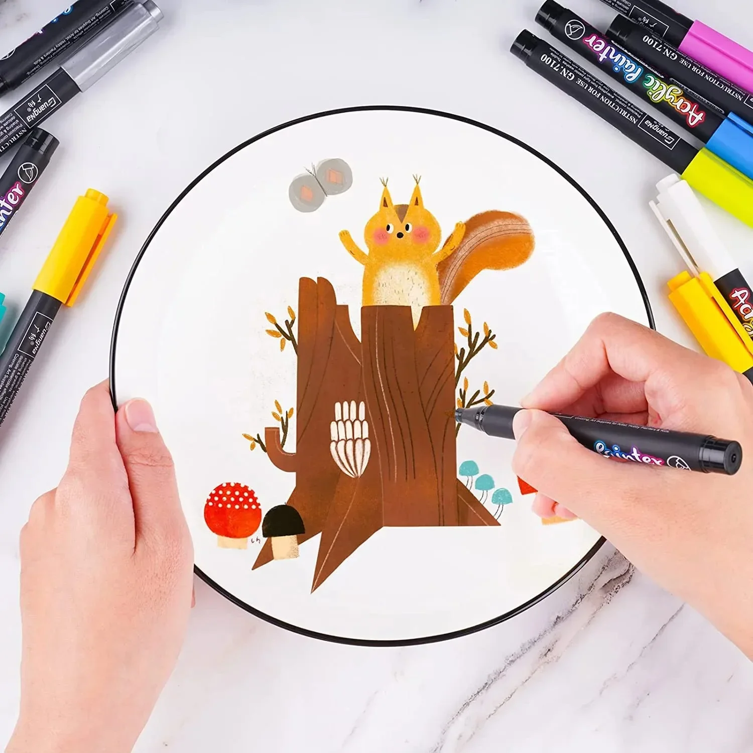 암벽화용 아크릴 페인트 펜 아트 마커, 돌 세라믹 원단 캔버스 금속 아크릴 페인트 마커, 브러시 팁, 24 색