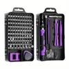 Purple Precision Screwdriver 115 Combined with 1 Set of Multi-Functional Home Repair Tool Set for Mobile Phones, Watches