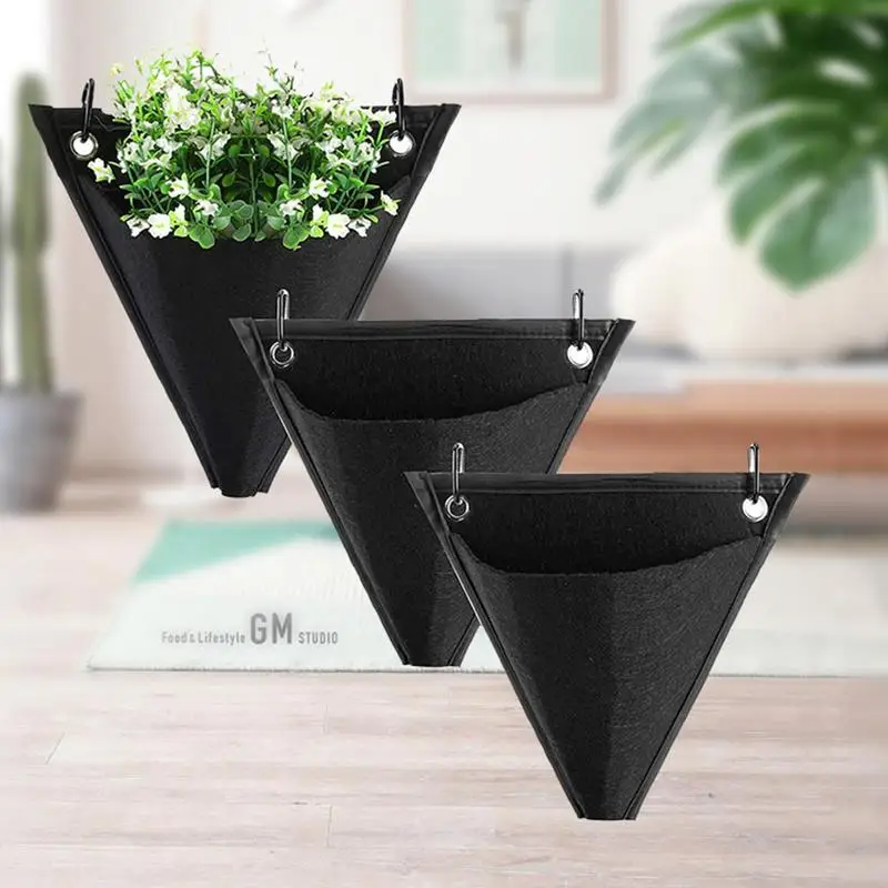 

Vertical Wall Pocket Planter Multifunctional Triangular Flower Pot Hanging Pockets Planting Bags For Walls Garden Home Decors