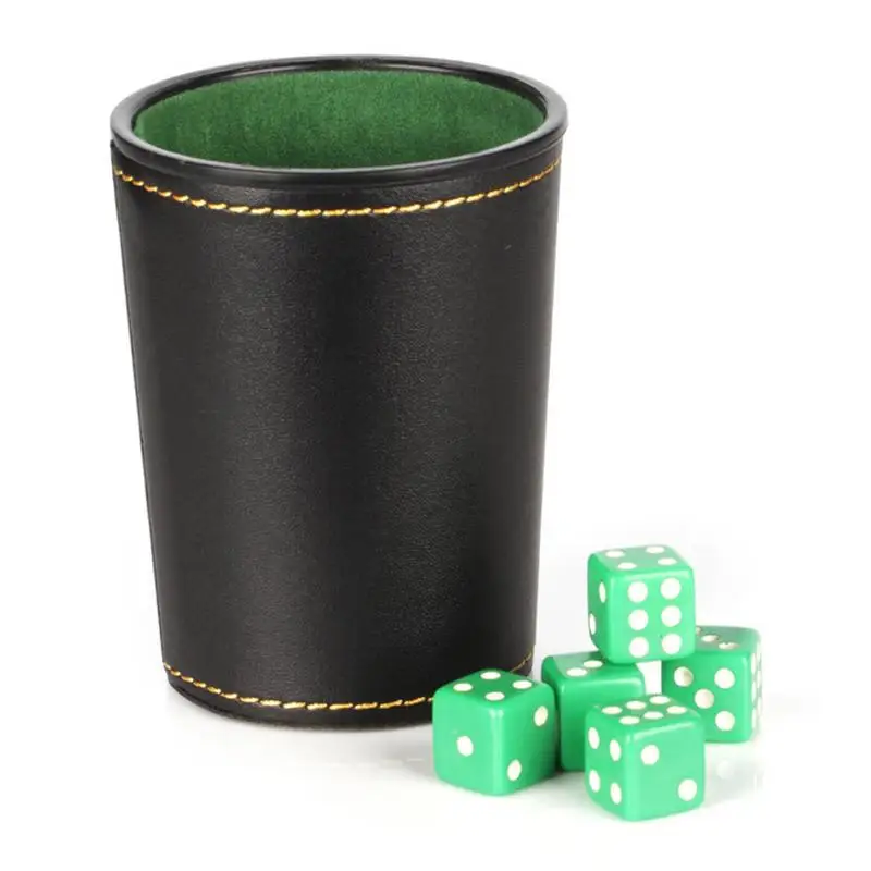 

New PU Leather Trumpet Flannel Dice Cup Bar KTV Entertainment Dice Cup With 5 Random Color Dices Party Game