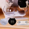 Double Cat Feeding Bowl PC Plastic Cat Shape 2 Cat feeder Container 15 Degree Tilted Pet Inclination Stand Cats Feeding Bowl 2