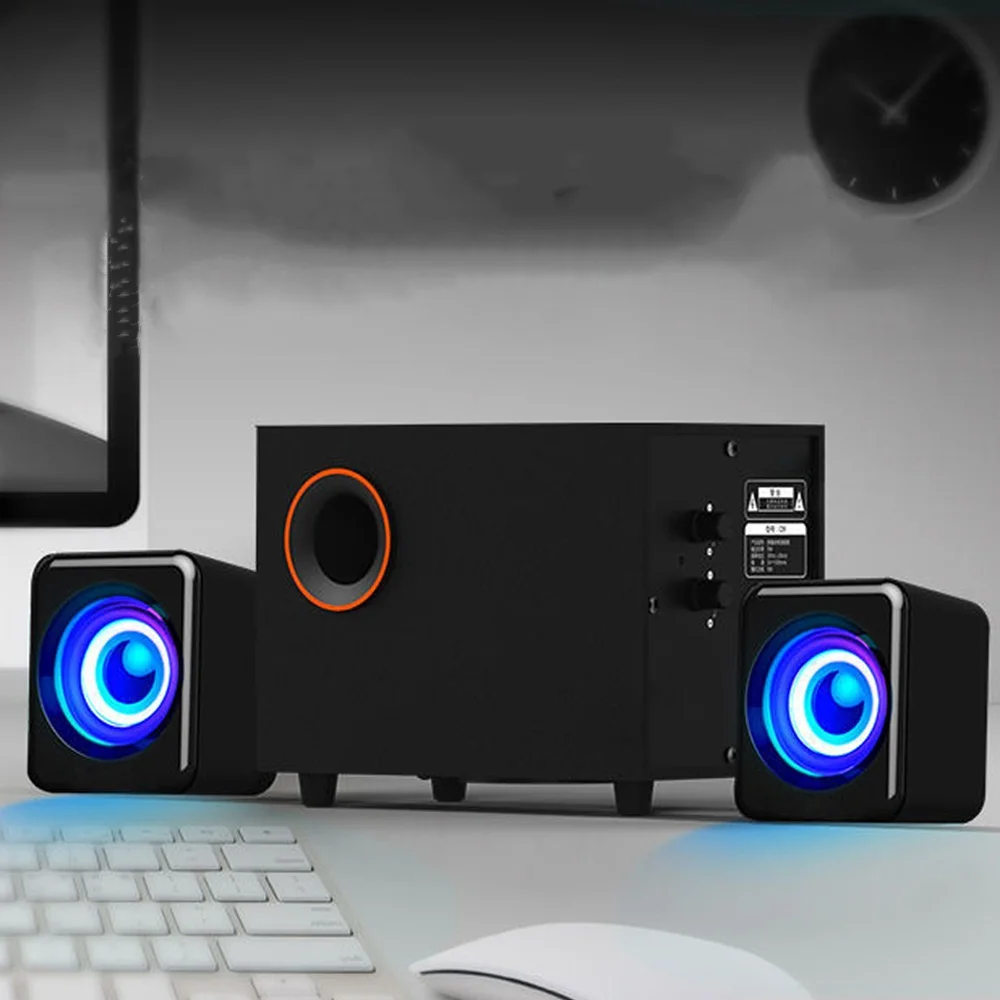 하이파이 LED 나무 PC 오디오 사운드 시스템, 서브우퍼 블루투스 스피커, 스테레오 서라운드 홈 시어터, Muziek Centrum 데스크탑, 강력한