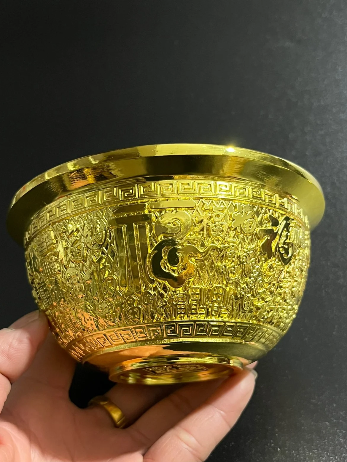 Collection of Qing Dynasty painted gold relief water supply Baifu Bowl home decoration ornaments