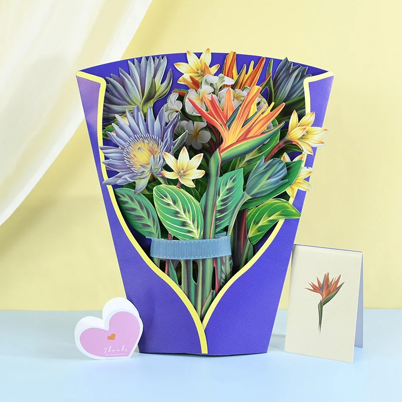 

3D Pop Up Mothers Day Cards Paper Flower Floral Bouquet Greeting Card for Mom Wife Birthday Anniversary Gift Cards with Envelope