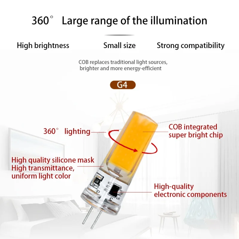 G4 G9 LED COB 램프 3W 6W 전구 E14 AC DC 12V 220V 촛불 조명 차가운/따뜻한 흰색 샹들리에 스포트라이트에 대 한 30W 60W 할로겐 교체