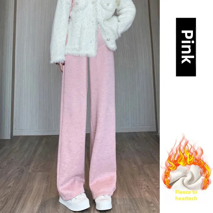 Maternity Pants Autumn Collection Fleece-lined Wool Knit Straight-leg Casual Pants Pregnant Women Spring Outer Wear Bell Bottoms 2