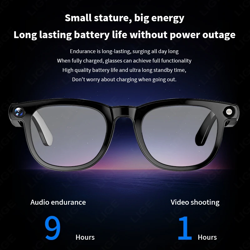 AI Smart Glasses with 8MP Camera Video Recording Eyeglass Languages Translation Sunglasses Bluetooth Call Music Player Men Women