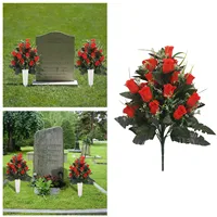 Artificial Flowers for Christmas Cemetery Flower 24 Bud Roses For Cemetery Vases Orchid Branches Artificial 1
