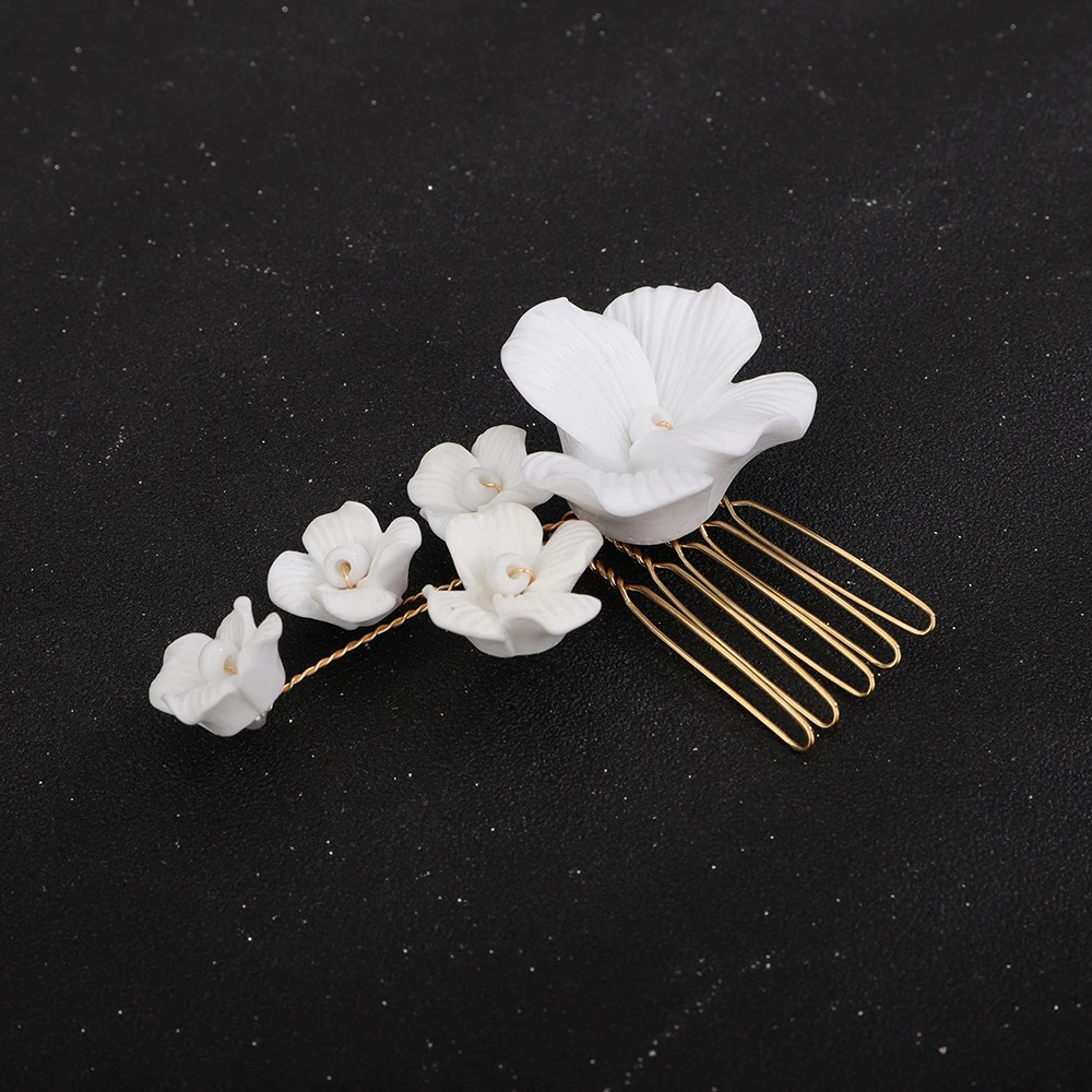 Set Di 4 Fermagli Per Capelli A Fiore Bianco - Piccole Forcine Floreali In Lega, Stile Boho/vintage