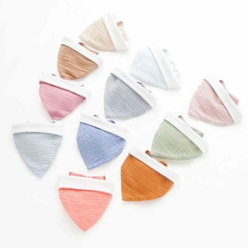 

1Pc Double-sided Cotton Gauze Baby Bib Muslin Newborn Burp Cloths Adjustable Button Snap Boys Girls Saliva Towel Bandana