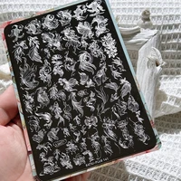 Plaque de stamping pour nail art, plaque de stamping en acier pour débutants, modèle de décoration d'ongles sans peinture manuelle, nouvelle broderie d'ongles de style chinois, motifs de poissons Koi, poissons rouges, poissons porte-bonheur riches et luxueux, nail art rapide, nouvelle technique, nouvelle méthode, plaque de stamping pour embellissement rapide des ongles. 1