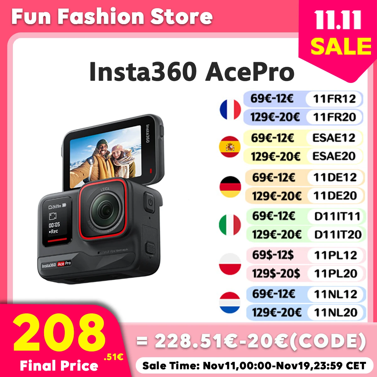 Kamera akcji Insta360 Ace Pro z EU za $227.85 / ~853zł