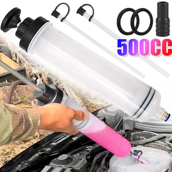 Pompa per Olio Motore Traslucida 500cc/200cc, Strumento Efficiente per Trasferimento Liquido Refrigerante con Aspirazione Manuale a Siringa