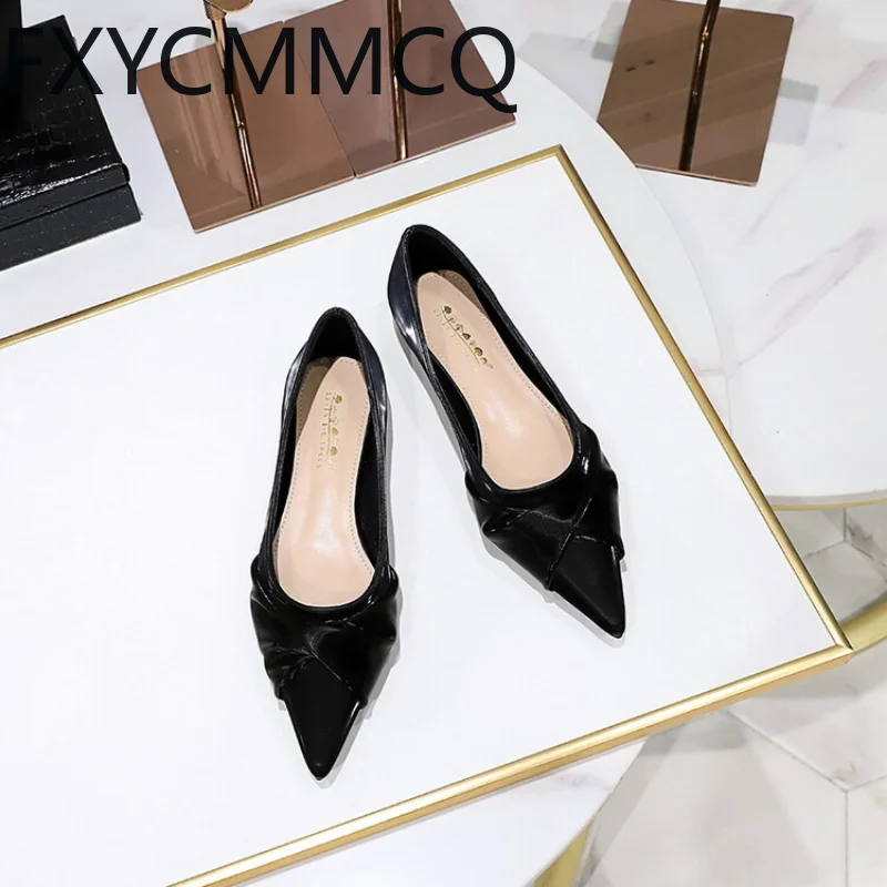 

FXYCMMCQ Корейская версия весны и осени модные удобные женские туфли на плоской подошве с закрытым носком 1233-1