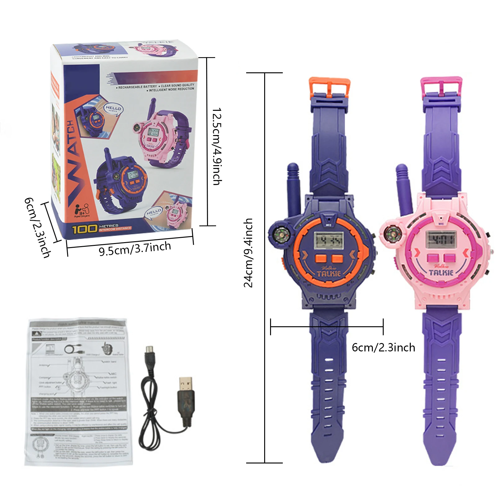 Kids Walkie Talkie Watch Style Walky Talky Rechargeable Walkie-Talkie Two Way Walkie-Talkie For Boys & Girls Rechargeable Walky 6