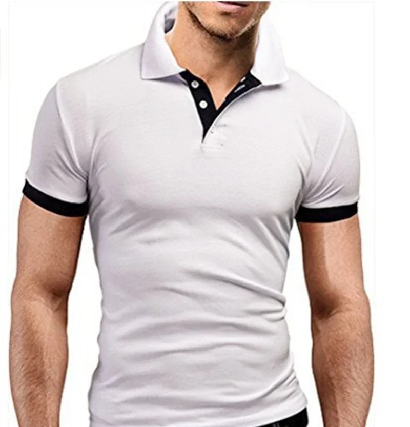 

B17461 MRMT 2023 Brand New Men's T-shirt Lapel Casual Short-sleeved Stitching Men T-shirt for Male Solid Color Pullover Top Man