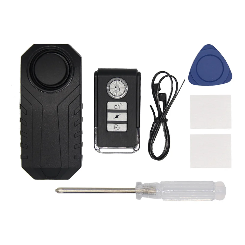 

Motorcycle Anti-Theft Alarm Vibrationally Triggered 7 Level Adjustable Wireless Remote Control Bicycle Security Bike Car Alarm