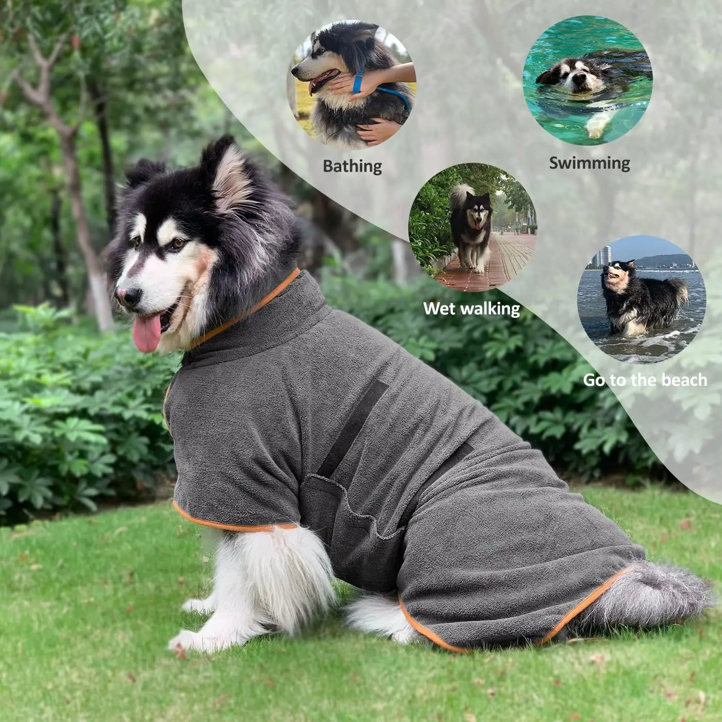 Super Absorbent Pet Bathrobe, Dog Drying Coat, Microfiber Beach Towel, Large, Medium, Small Dogs, Fast Dry, Dog Accessories