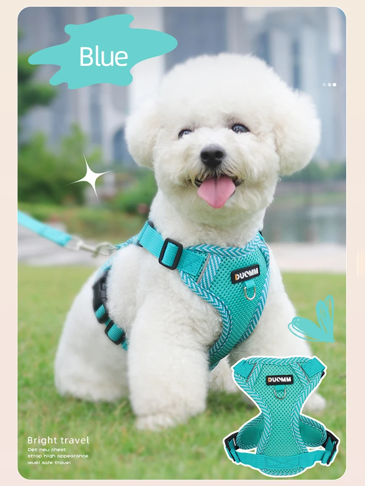 Pet Harness Set Pet Harness Leash Set Pet Leash Set 4-point Adjustment Dog Harness and Leash Set for Small Dogs Reflective Mesh Dog Harness Vest Puppy Cat Chest Strap Pet Supplies