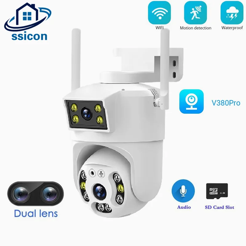 

4MP Dual Lens Security WIFI Camera Smart Home Color Night Vision Waterproof V380 Pro CCTV Camera Auto Tracking