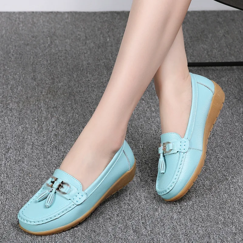 Spring autumn women genuine leather loafers flats moccasins shoes