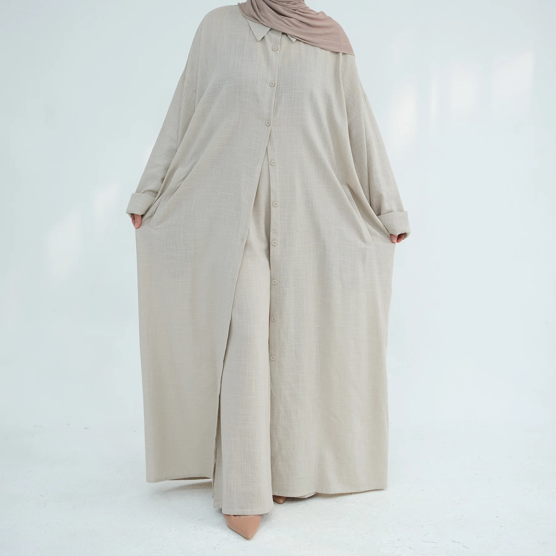 chinese dress ladies Dress for Muslim Women Linen Casual Long Dress Lace Detailed Dress Hijab  Clothing Fashion (US, Alpha, Medium, Regular, Regular, Stone) at Amazon  Women's Clothing store