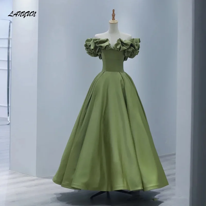 Green Long Evening Dress Women Party Sexy Lacing High Waist Wedding Prom Bridesmaid Dresses Summer Vestidos  vestido de festa