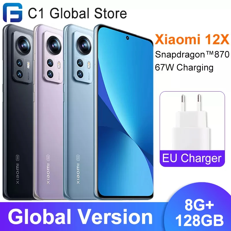 Versione Globale Xiaomi 12X 5G Smartphone 8Gb 128Gb Snapdragon 870 Octa Core 120Hz 6.28 "Fhd + Dotdisplay 50Mp Fotocamera Nfc Xiaomi 12 X