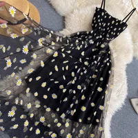 YuooMuoo Women Dress 2026 New Korean Fashion Floral Print Spaghetti Straps Mesh Party Dress Vacation Style Lady Beach Vestidos - Image 6