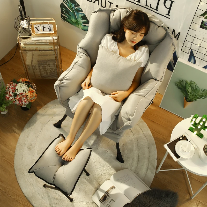 Lazy Sofa Single Seat Armchair Bedroom Balcony Recliner Lounge Chair Dorm Computer Home Small Backrest Sofa Comfortable Seat