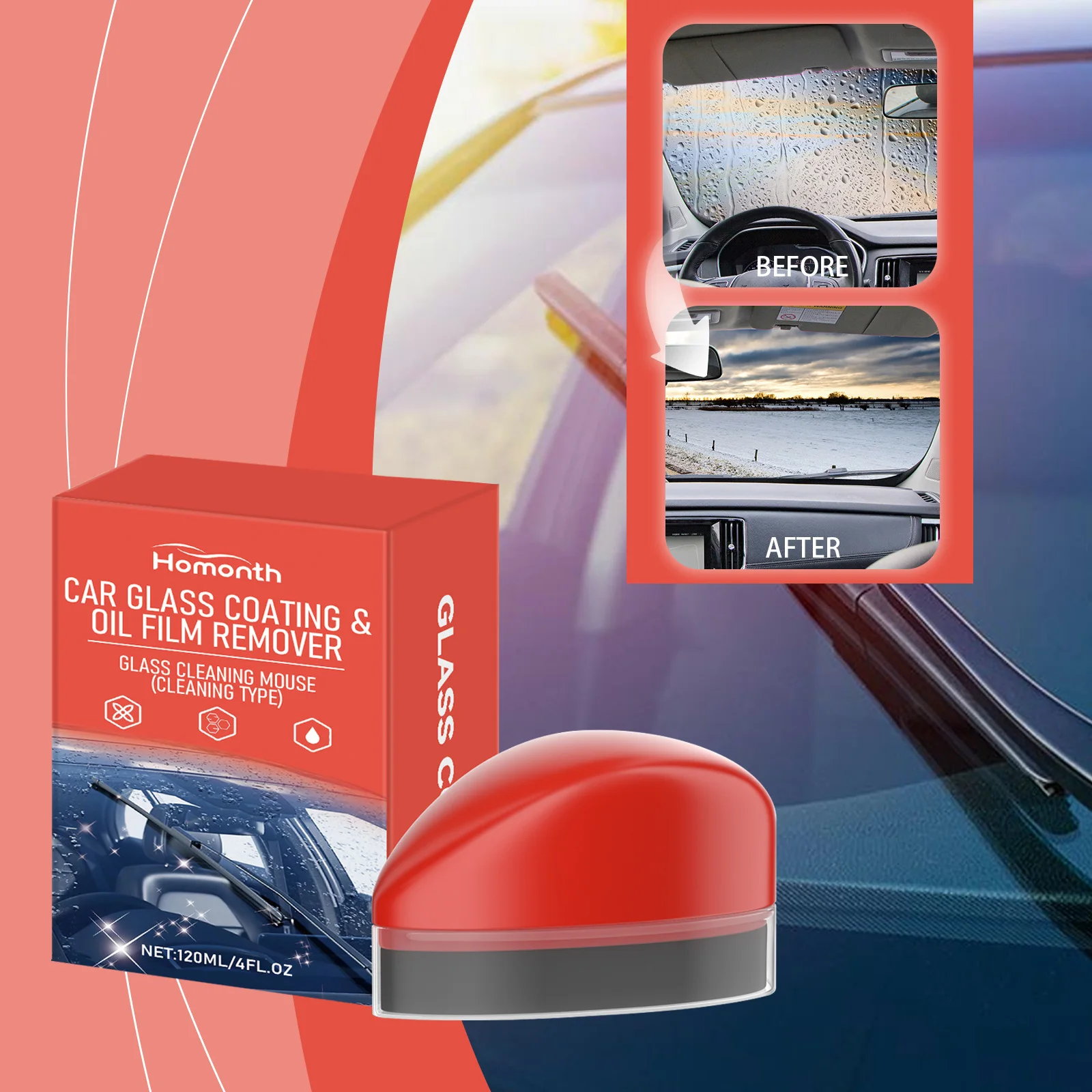 Glass Coating for Windshield, Potent Car Glass Oil Film Cleaner, Enhancing The Visual Effects of Automotive Windshields