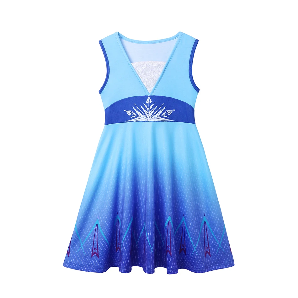 thumbnail image 1 of Disney-vestido de Frozen para niña, traje informal de Elsa, Anna, Jasmine, Mickey Mouse, sirena, 1 of 5