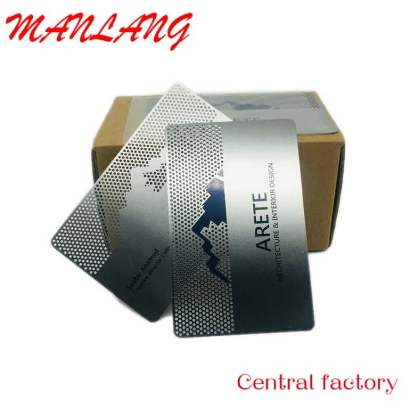 

Custom hol Custo Printing Engraved Nae Logo Stainls Steel etal Busins Card