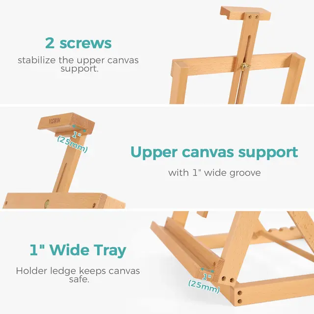 Foldable Artist Easel Stand Wood Solid Beech Portable Collapsible Painting Wooden Easel Painting Drawing Canvas Sketchbook 3