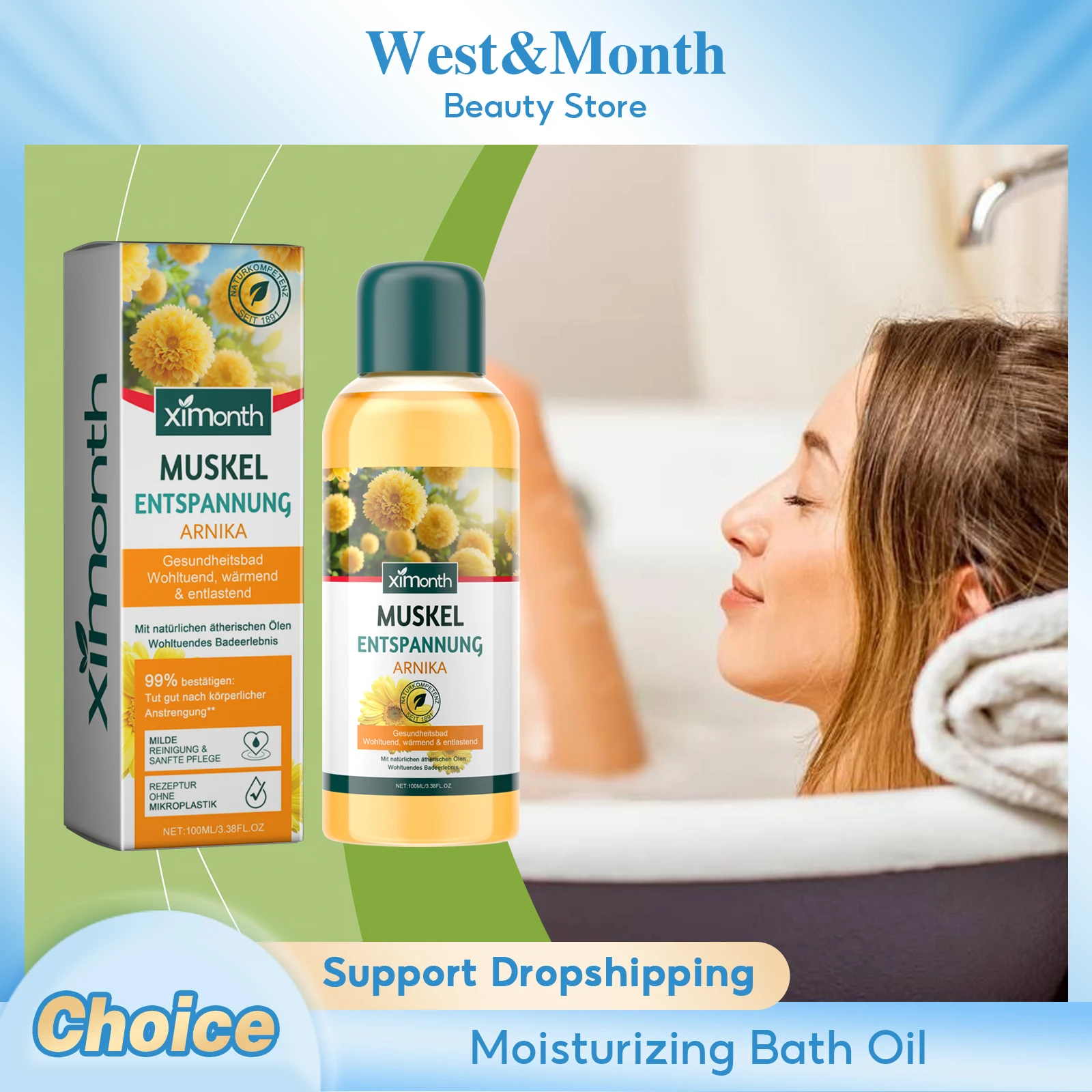 Huile de bain hydratante, nourrissante en profondeur, nettoyage doux, Anti-séchage, lissante, éclaircissante, soulage la Fatigue, huile de bain apaisante pour le corps