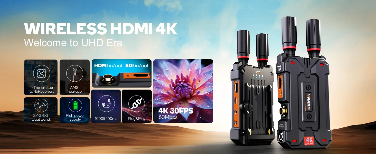 4K HDMI Wireless Transmitter and Receiver 300M with SDI Interface for Profession