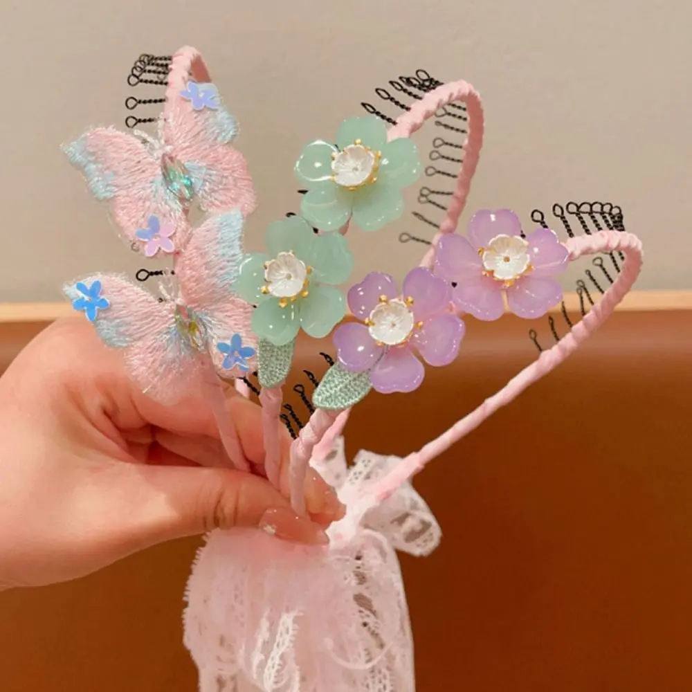 

Butterfly Headband Children Streamer Hair Hoop Baby Cute Princess Hairband Hairpin Floral Teethed Braided Hair Accessories