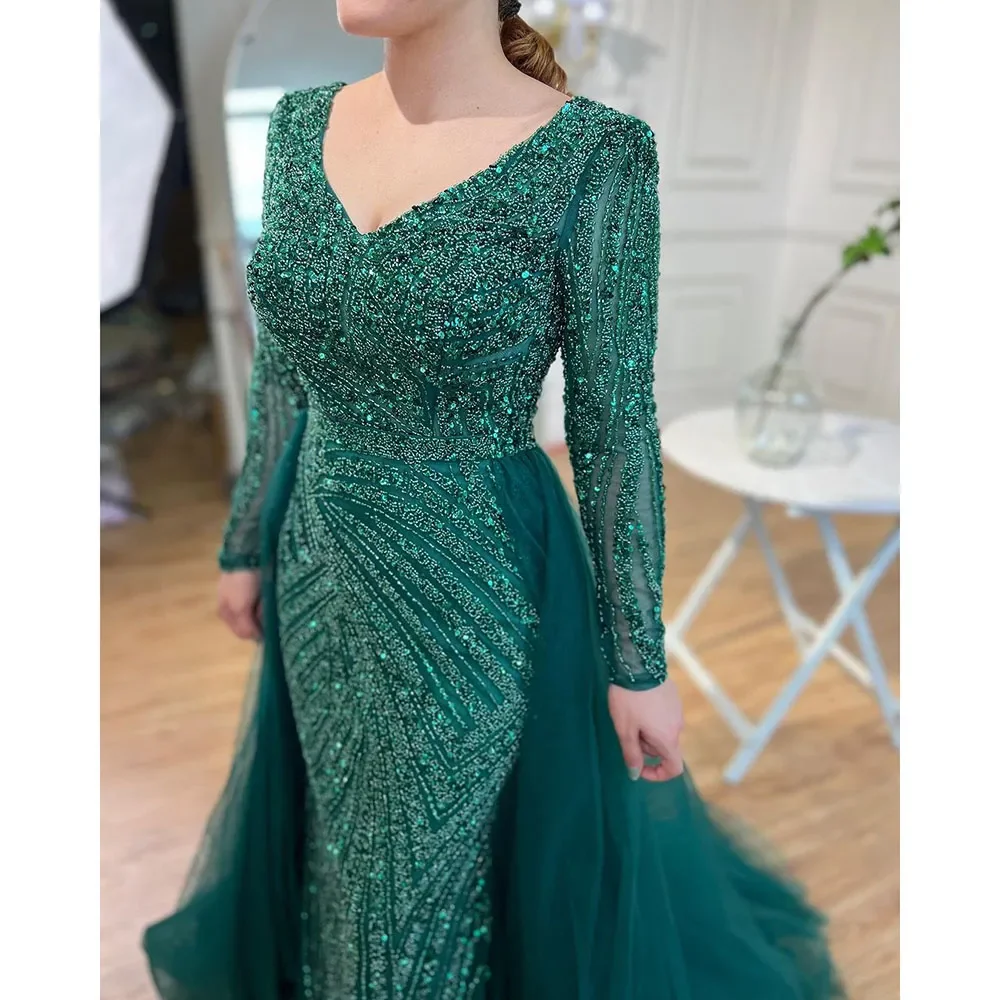 S46e8e7a3e908496098e5b9598ab2557es Dubai Mermaid Beaded Luxury Blue Muslim Evening Dresses Gowns with Detachable Skirt for Women Party Mallzona